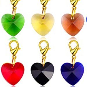 Choose Color 14mm Crystal Heart Charm Lobster Clasp Purse Zipper Pull